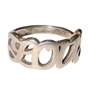 James Avery Sterling Silver LOVE Ring Script Letter Band Size 7.25